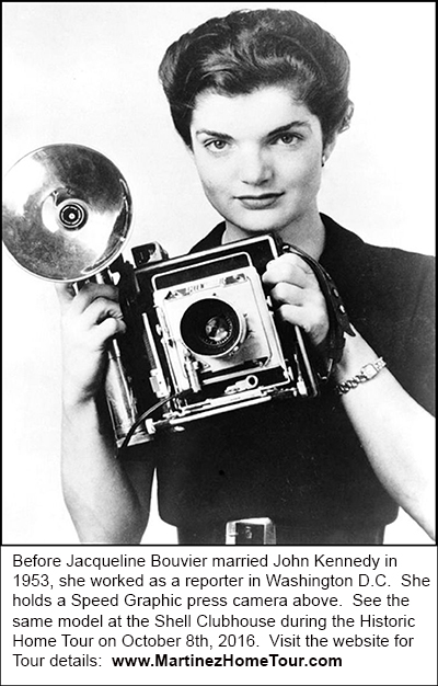 Jacqueline Bouvier circa 1952 with a Speed Graphic Press Camera.